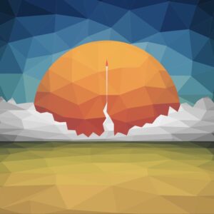 Space ship taking off